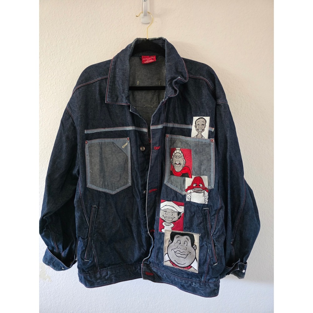 Vintage Platinum FUBU Fat Albert Denim Jacket Mens Large Dark Wash 90s Hip Hop